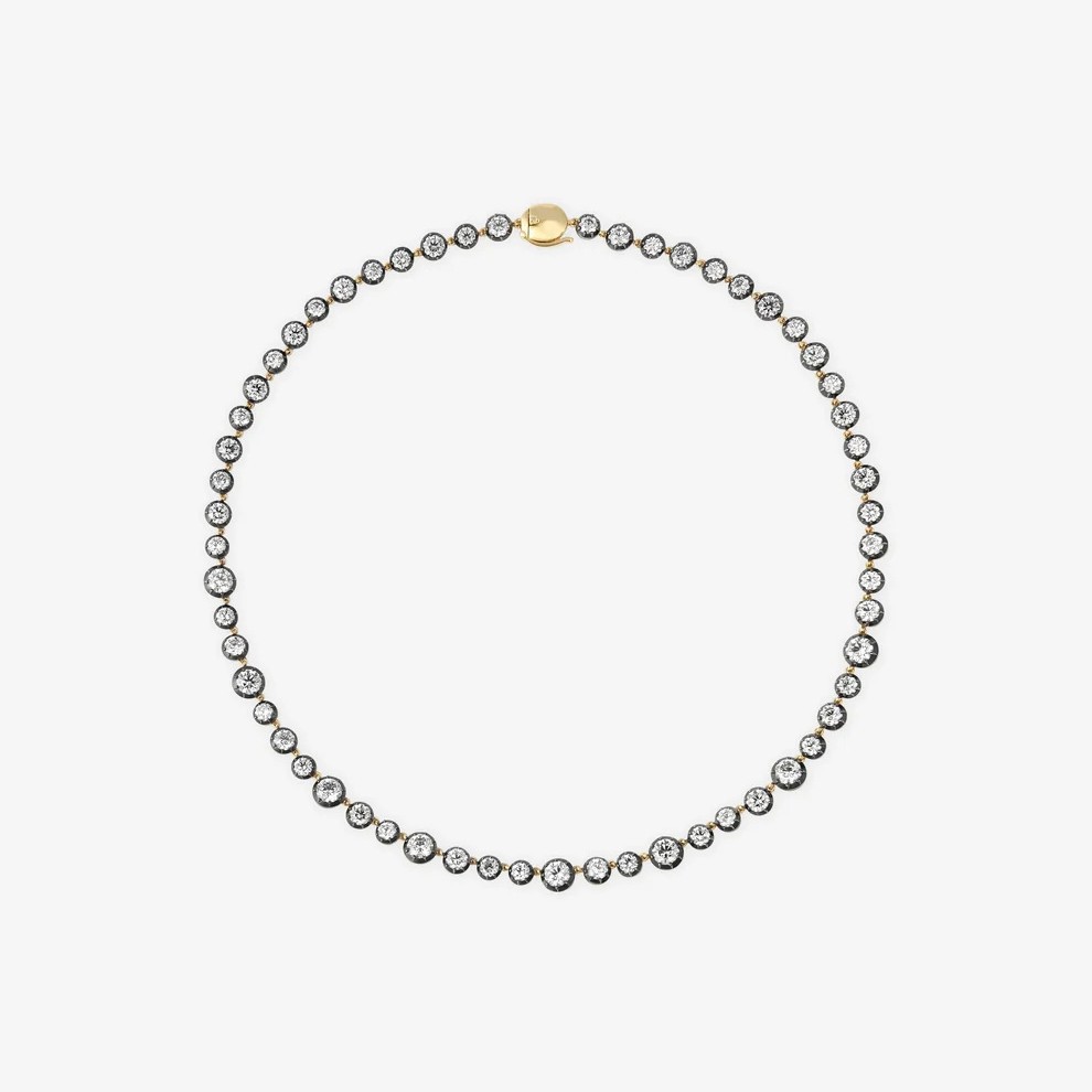 Staggered Bubble Drill Black Gold Necklace S925 Silver Gold-Plated 18K Gold Sparkling Exquisite Niche Zircon