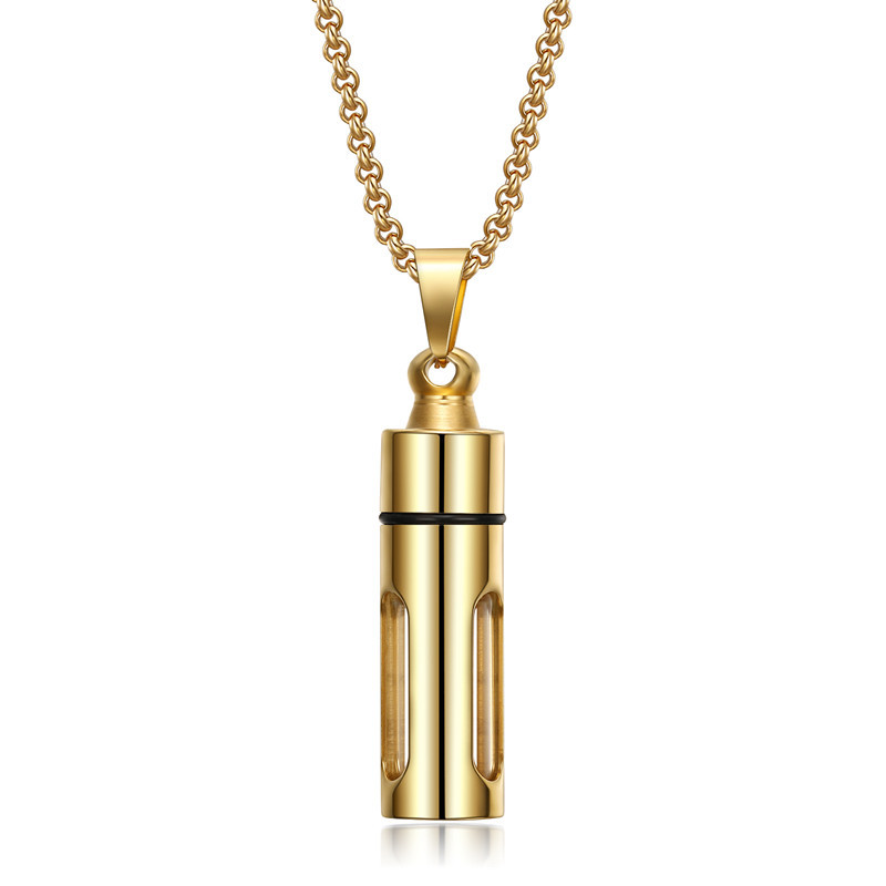 Essential Oil Perfume Bottle Scented Necklace Stainless Steel Openable Glass Pendant Women's Accessory Geometric