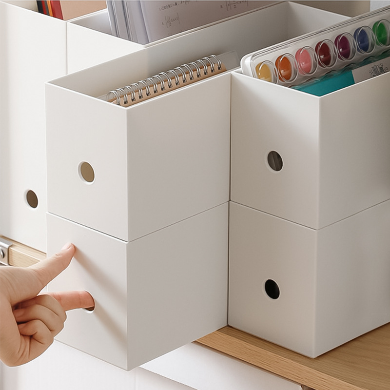 Japanese desktop storage box, white, narrow and tall, for office stationery, sticky notes, mirror cabinet, cosmetics, kitchen drawer