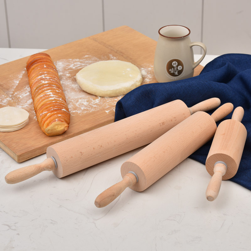 Wooden rolling pin, roller type, paint-free wax-free beech wood roller, dumpling wrapper roller, pastry tool