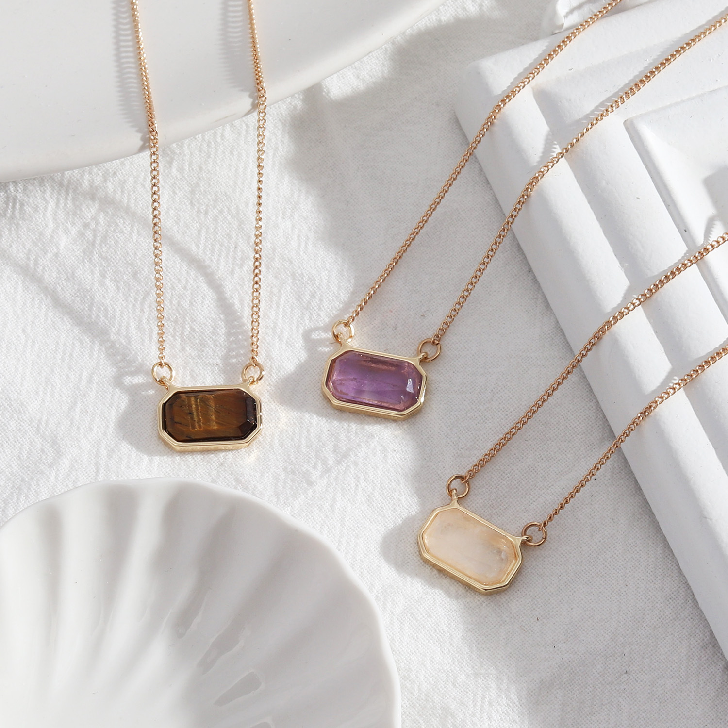 Design Accessories Sweet Candy Color Short Natural Stone INS Style Niche Necklace Women