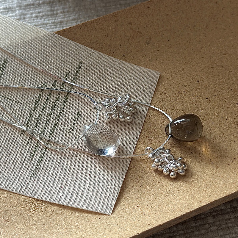 S925 sterling silver drop crystal firework necklace collarbone chain