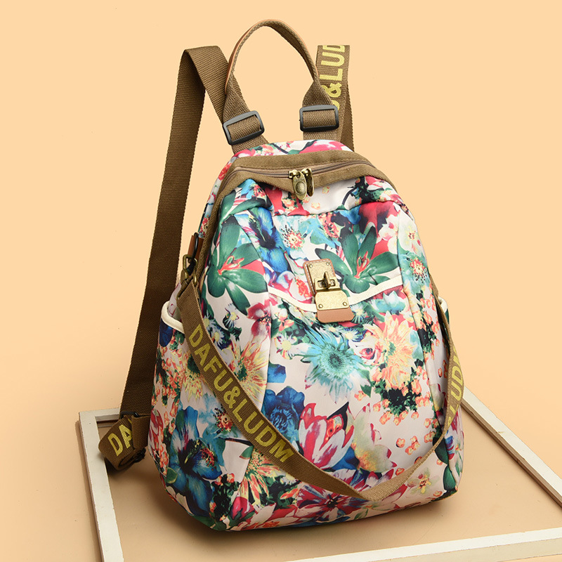 2025 New Women's Backpack Large Capacity Canvas Oxford Cloth Printed Travel Backpack