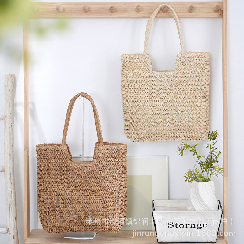 New handbag, beach bag, handmade straw bag, seaside vacation, large capacity shoulder bag, tote bag