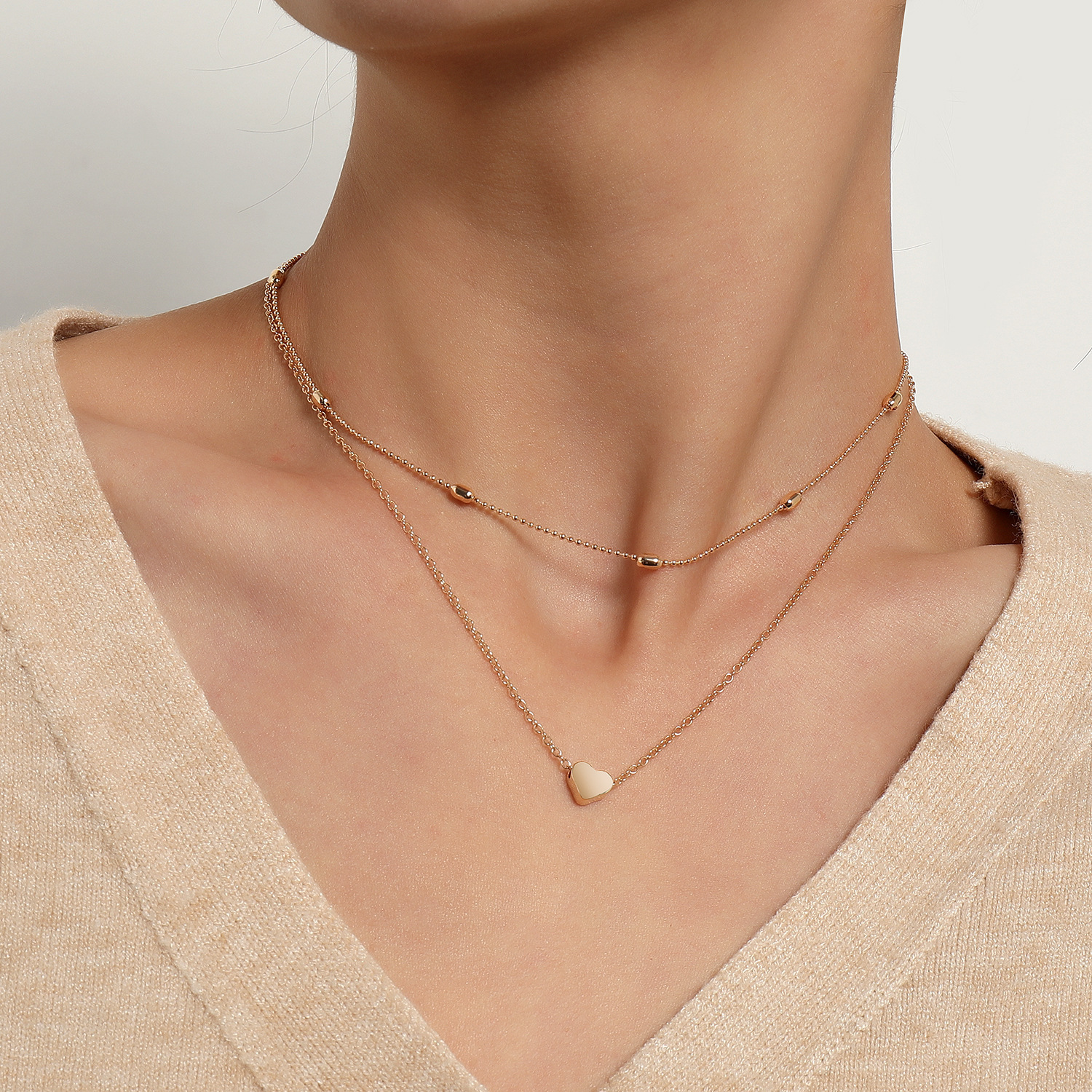 Accessories simple heart multi-layer necklace women accessories pendant锁骨链
