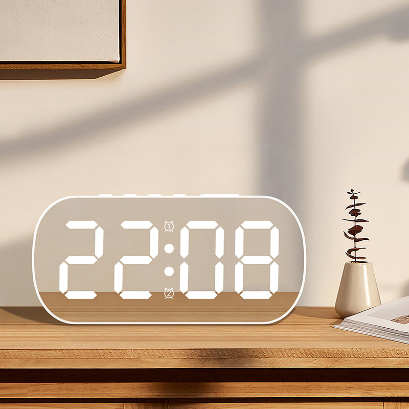 Simple LED Digital Electronic Clock Digital Desktop Small Alarm Clock Student Children Mirror Alarm Clock 6637
