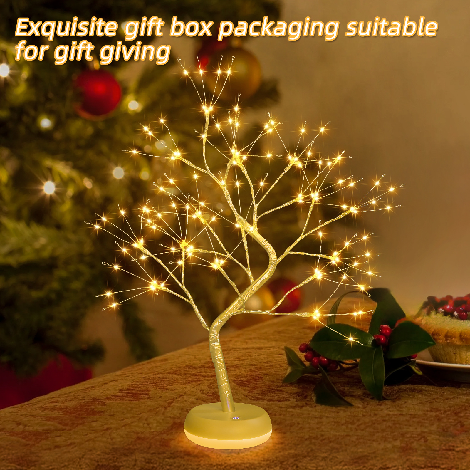 Desktop bonsai light shaped desk lamp LED desktop night light decoration ornament golden leaf star Christmas small tree