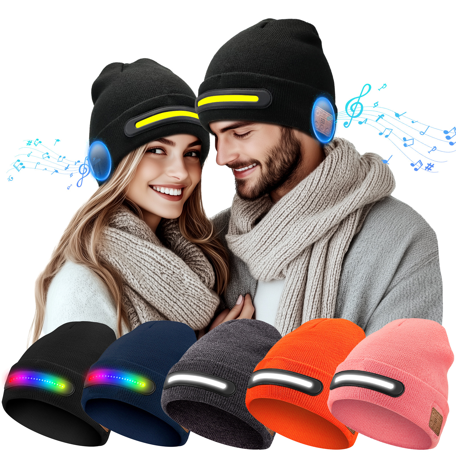 Night Outdoor Adventure Glowing Lighting Bluetooth LED Lamp Hat TK Light Effect Music Hat Factory