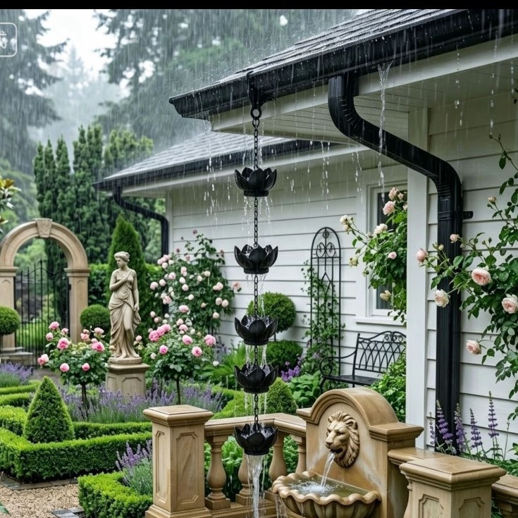 New Lotus Rain Chain Outdoor Courtyard Hanging Chain Decorative Drainage Water Guide Chain