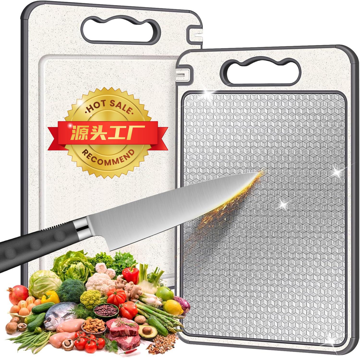 Stainless Steel Cutting Board 304 Thickened Anti-Slip Knife Sharpener Double-Sided Cutting Board Home Commercial Chopping Board Grinding