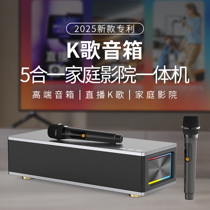 Home Karaoke System with Two Microphones, Smart Remote Control, and All-in-One Home KTV Speaker Set