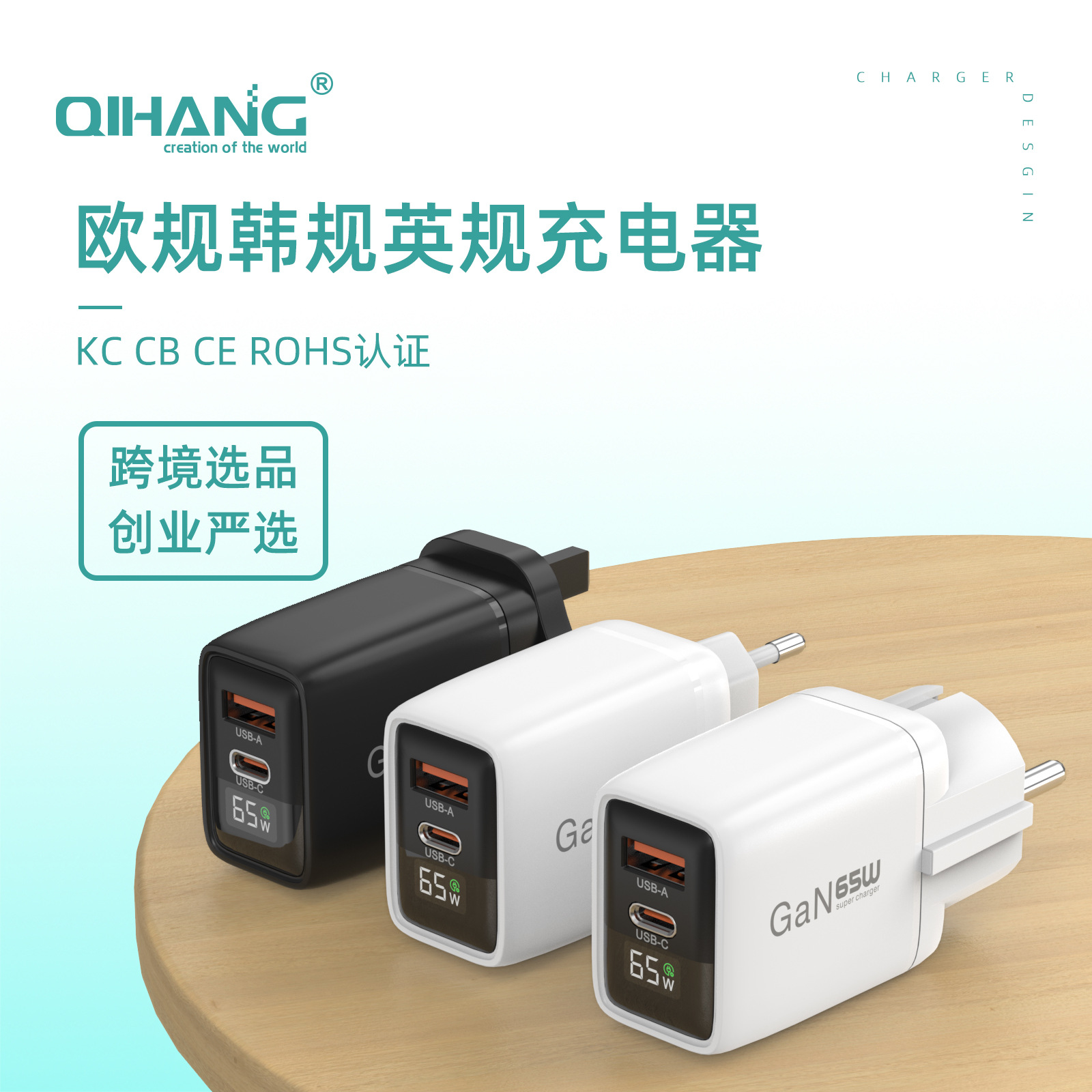 PD65W GaN Charger Compatible with Apple Huawei Xiaomi Phone Digital Display Charger Multi-Port Custom