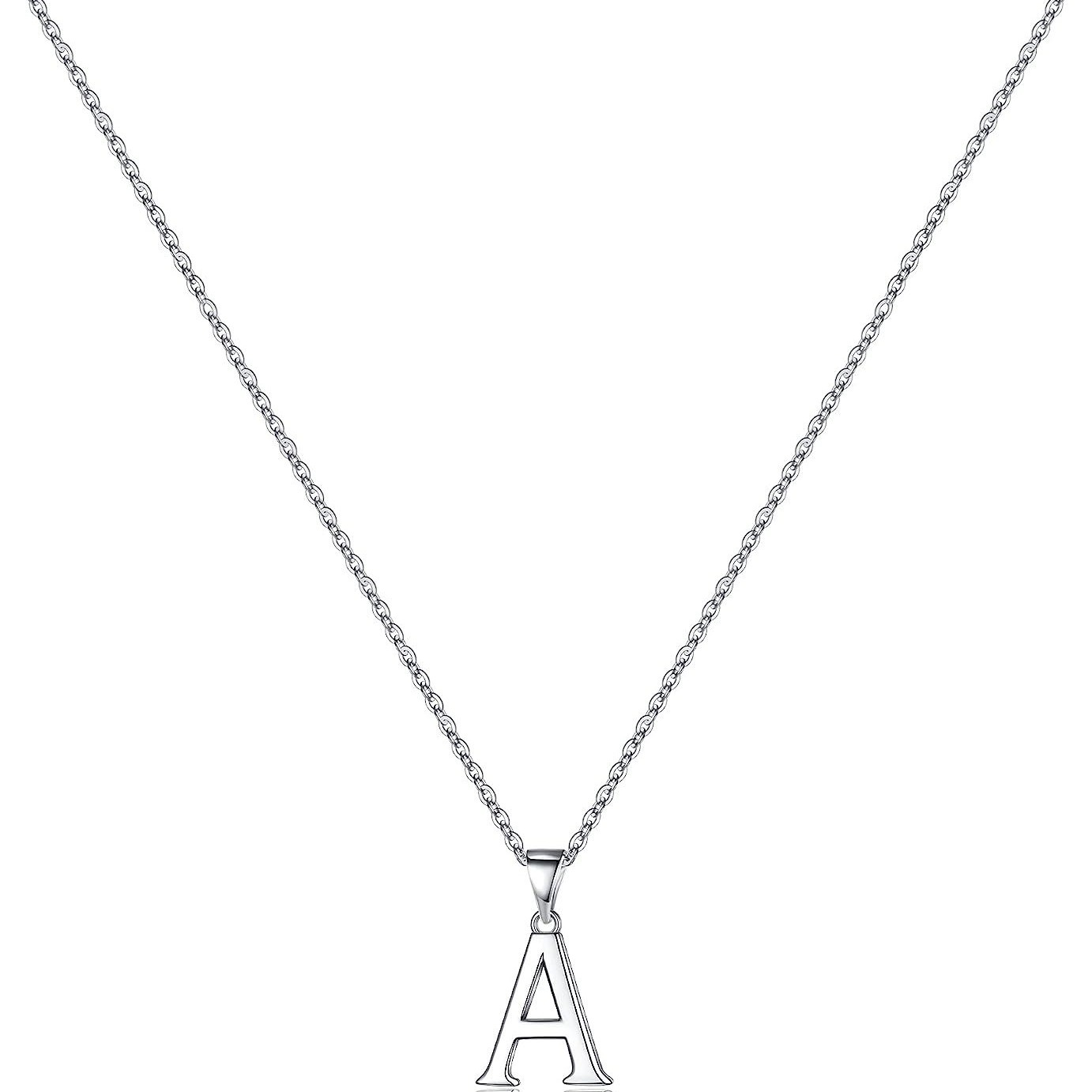 Letter S925 Sterling Silver Necklace Smooth Letter Gold Plated Clavicle Chain Pendant Simple