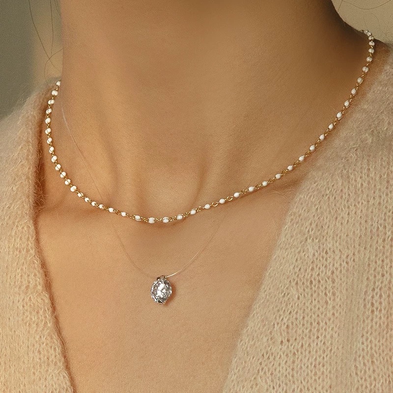 Mermaid tears S925 sterling silver necklace women's niche accessories collarbone chain pearl neck chain