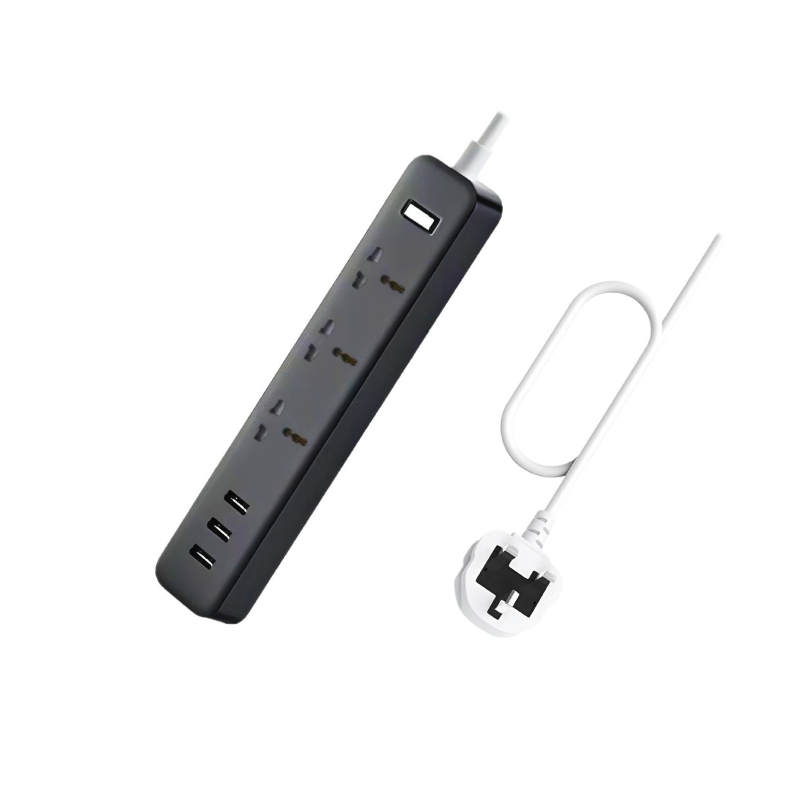 Black and white multi-port USB fast charging extension cord British standard European mobile phone plug charging power strip