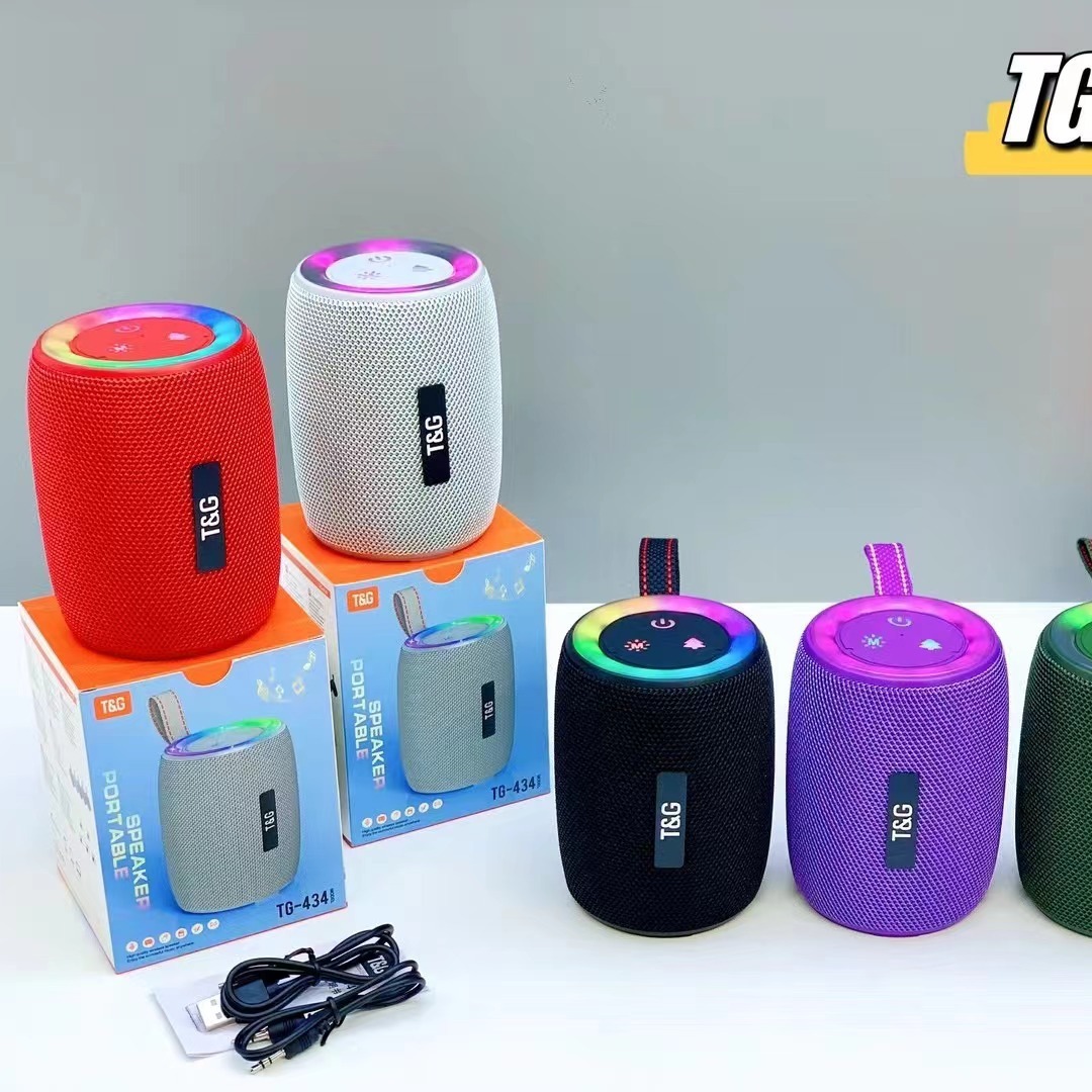 New TG434 Bluetooth speaker subwoofer outdoor wireless card EQ sound effect LED light effect Bluetooth audio