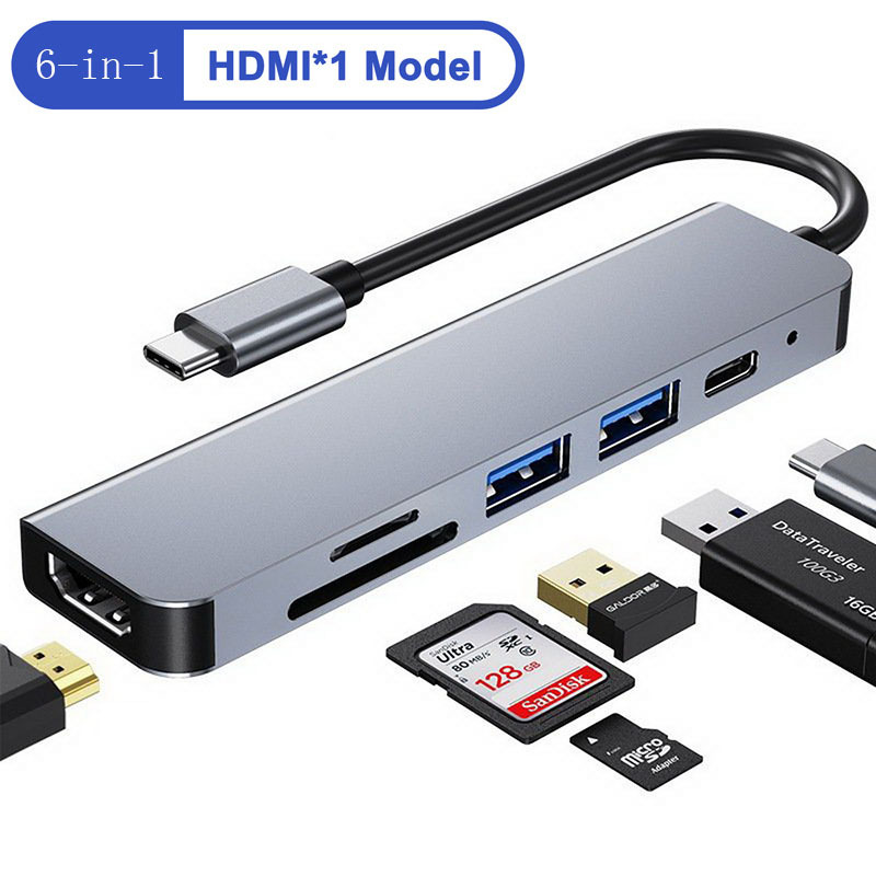 USB C 6-in-1 Docking Station for Huawei Macbook Notebook Multi-function Converter