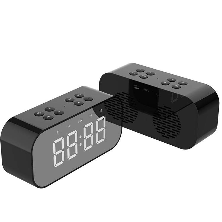 New LED alarm clock gift Bluetooth wireless speaker mini mirror with screen clock gift card playback bass speaker
