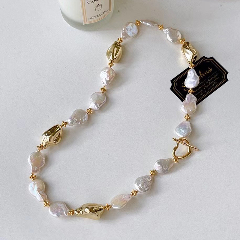 Natural irregular baroque collarbone chain niche freshwater pearl necklace women new