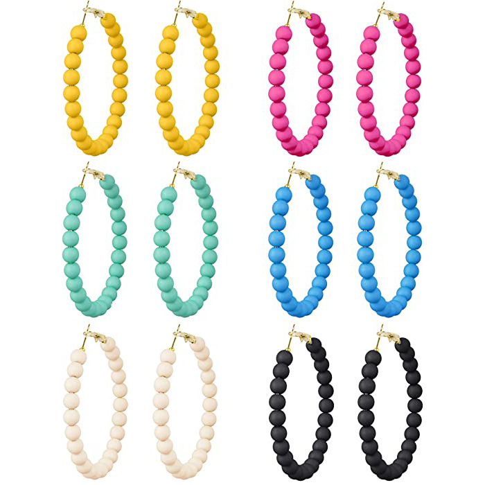 Summer Colorful Acrylic Bead Round Earrings Bohemian Handmade Women's Earrings