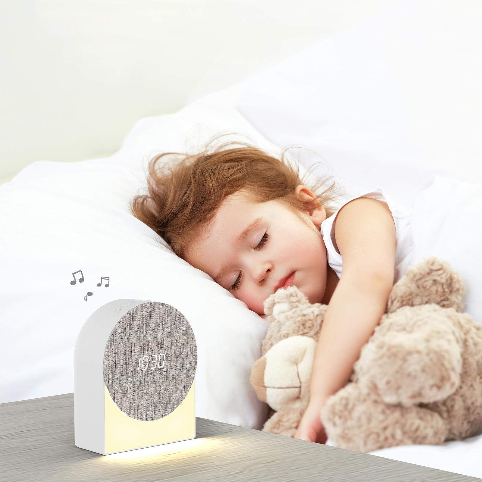 New Multifunctional Fabric Sleep Aid White Noise Night Light Bluetooth Speaker with Timer Clock Alarm White Noise