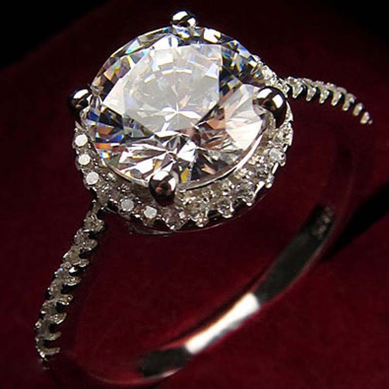 JZ009 Starry sky platinum color proposal 1.2 carat 50 points set cubic zirconia simulated diamond ring women's two carats