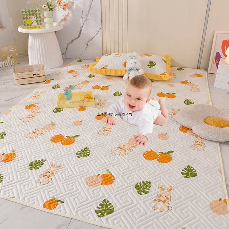 Cotton crawling mat protective pad machine washable fabric children crawling mat protective cover baby crawling mat anti-slip