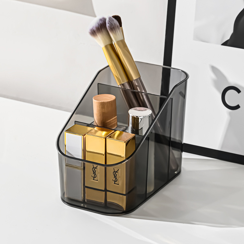 Remote control storage box, small slanted compartment storage box, cosmetic storage box, three-grid transparent stationery storage box