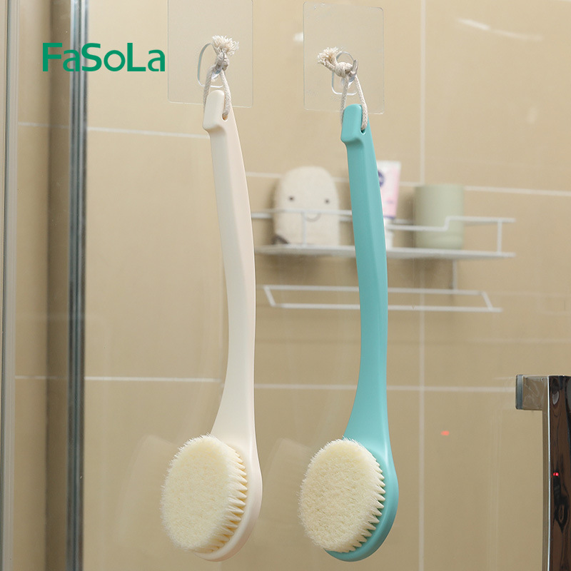 Japan FaSoLa Bath Brush Long Handle Back Scrubber Exfoliating Soft Bristle Shower Brush Adult Bath Towel