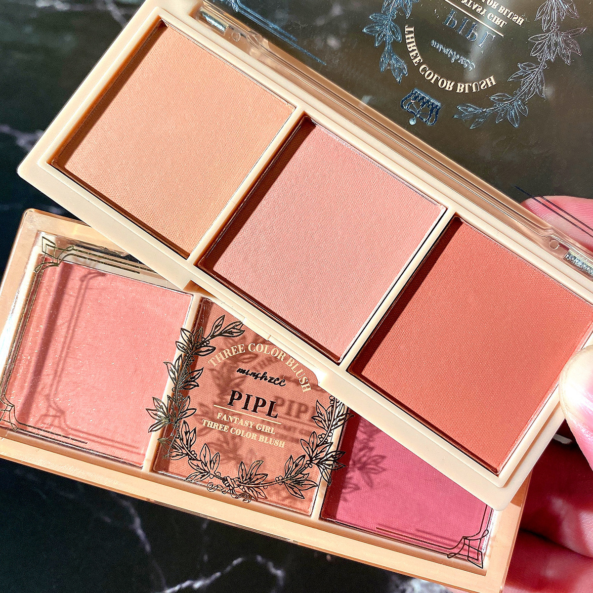 PIPL Blush Natural Matte Nude Milk Tea Orange Color Affordable Student Three-Color Blush Palette