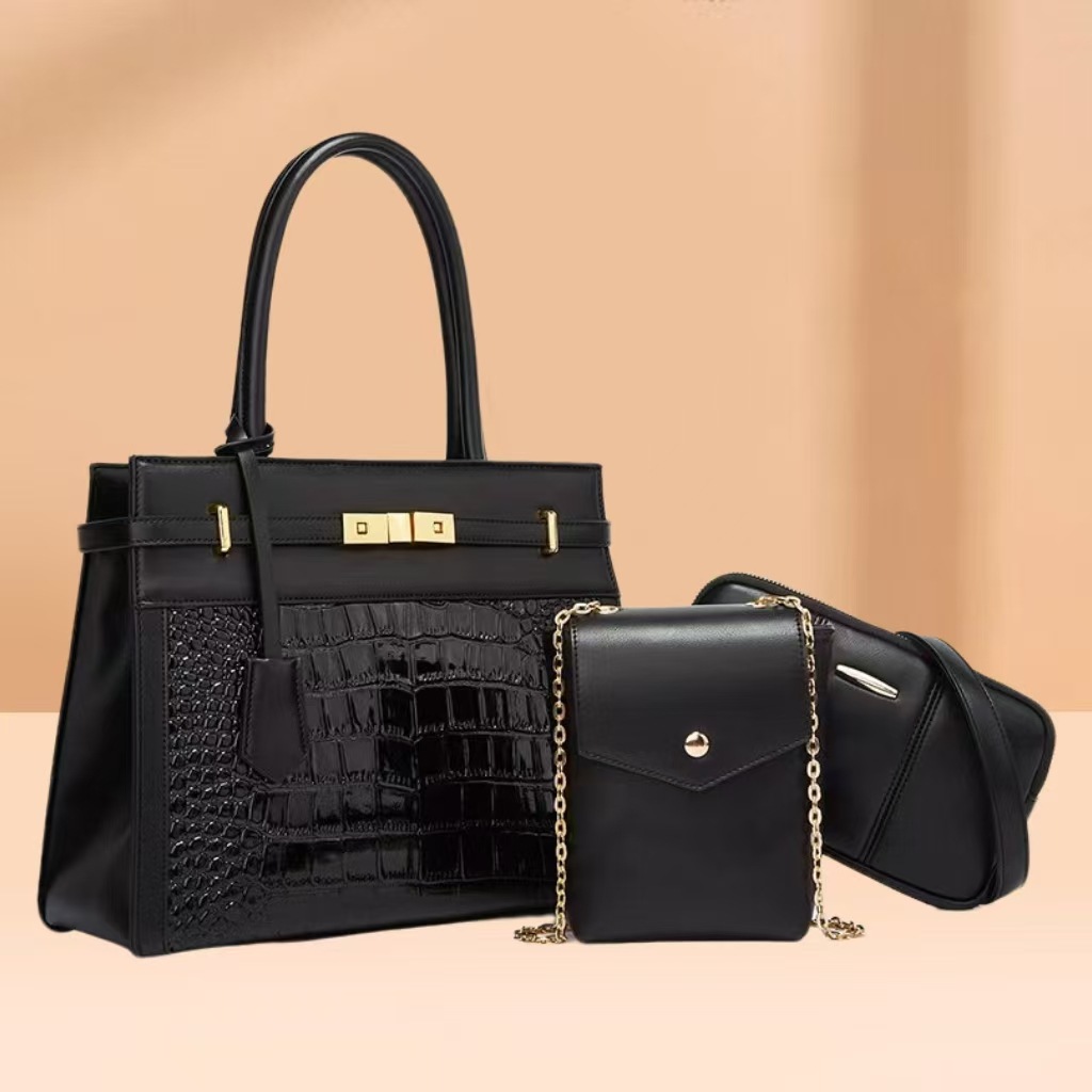 2026 new crocodile grain mother-child bag three-piece set