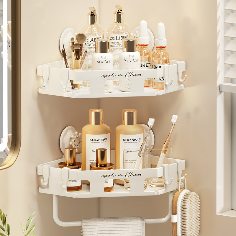 Suction cup storage rack bathroom wall-mounted no-drilling wall shower storage basket toilet washbasin storage rack