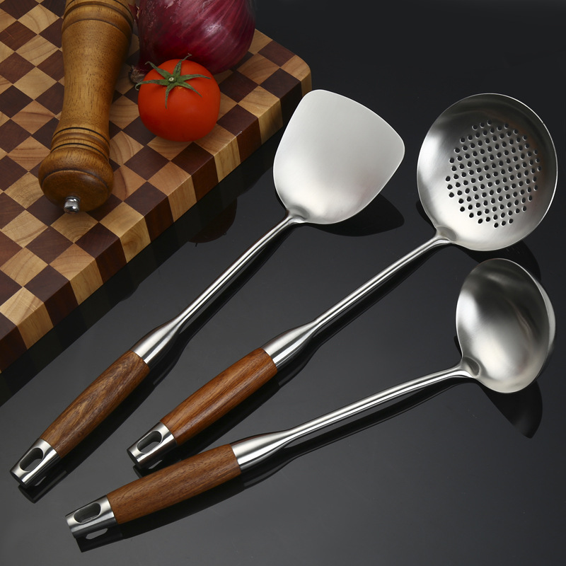 304 rosewood stainless steel spatula spoon kitchen frying spatula household frying spatula slotted spatula