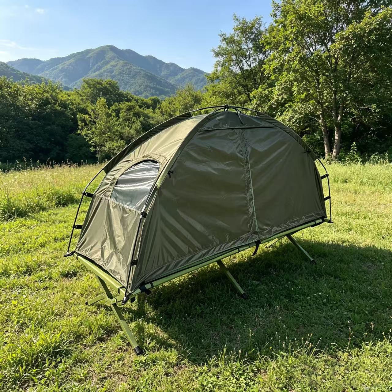 Portable camping cot, rainproof, anti-mosquito, off-ground single tent for fishing