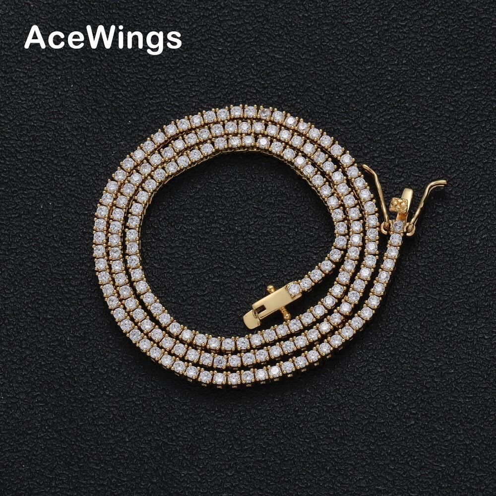 2mm tennis chain copper Tennis Chain copper micro-set zircon single row chain hip-hop necklace