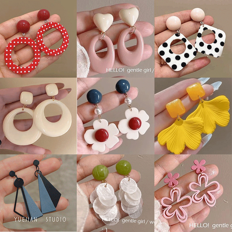 Earrings for Women Summer Small Colorful Stud Earrings Face-Slimming Seaside Vacation Photo Ear Drops Earrings