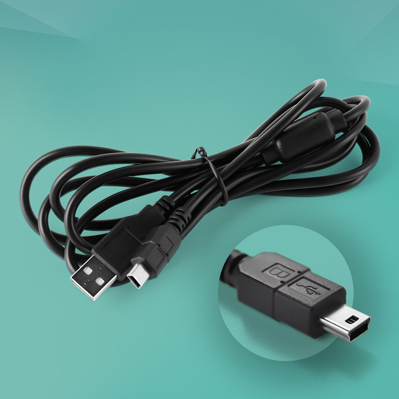 PS3 controller charging cable USB data cable MINI5P data cable with magnetic ring black CE certified 1.8m
