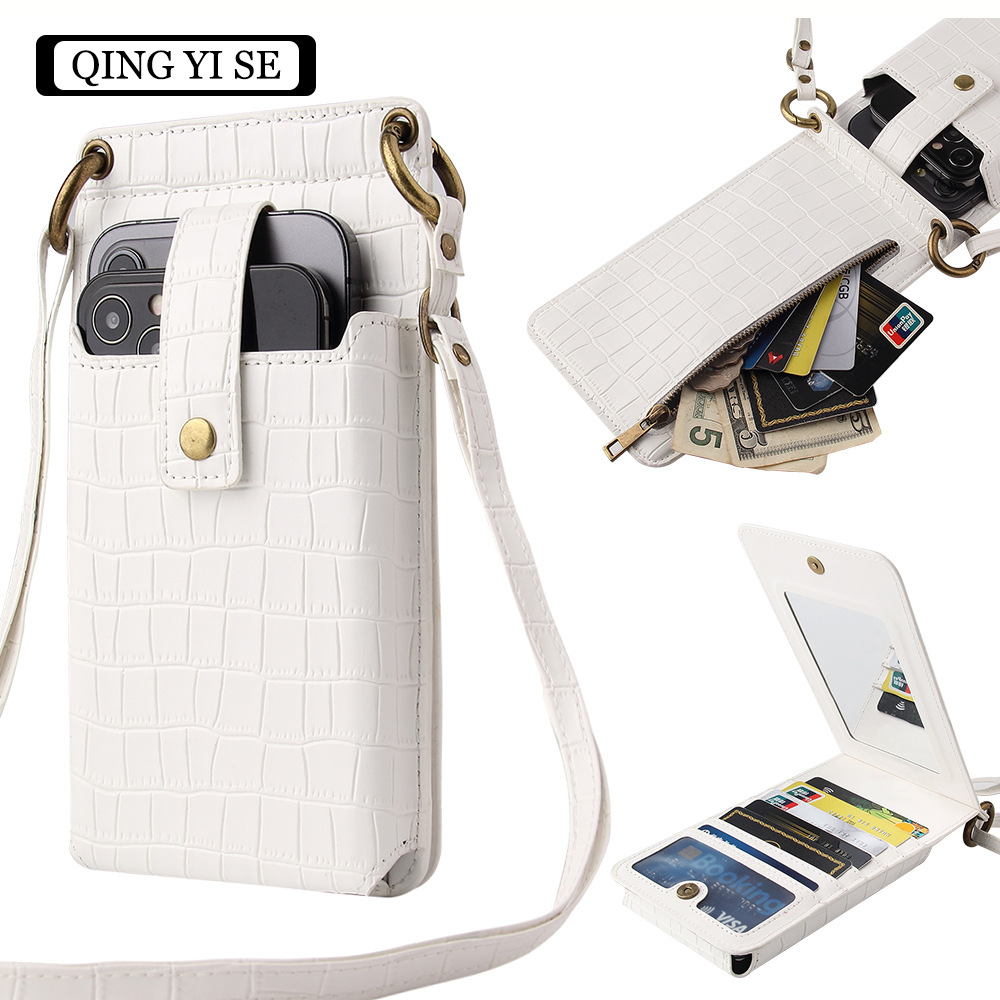 New multifunctional crossbody small bag for women, mini single shoulder crocodile texture coin purse