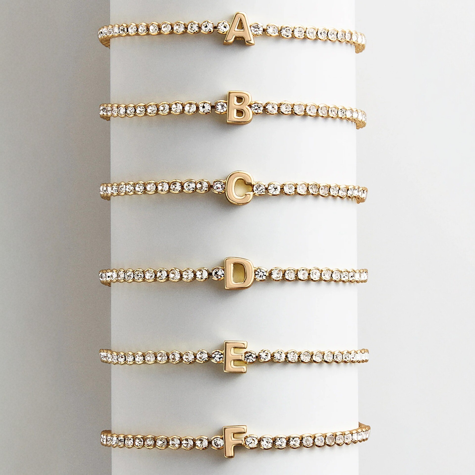 New 18K Gold Plated Letter Zirconia Bracelet DIY Fashion Hand Jewelry