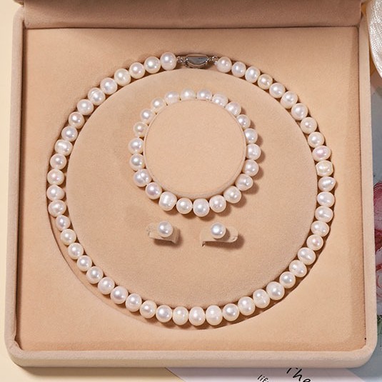 Zhuji Natural Freshwater Pearl Necklace for Women Real Pearl Set Clavicle Chain Mother's Day Gift