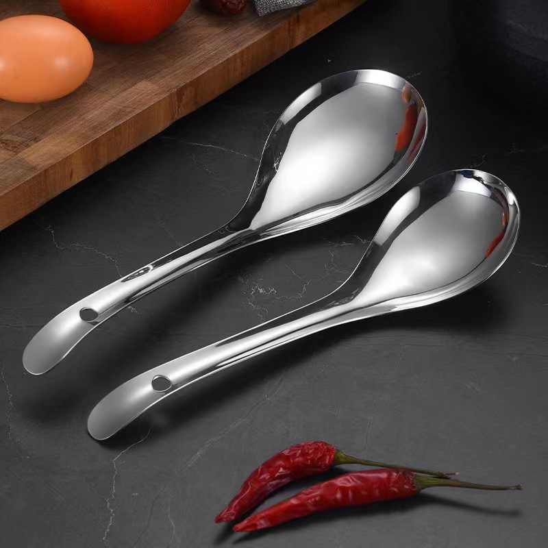 304 stainless steel Chinese rice spoon, thickened large spoon, serving spoon, household electric rice cooker rice and soup spoon