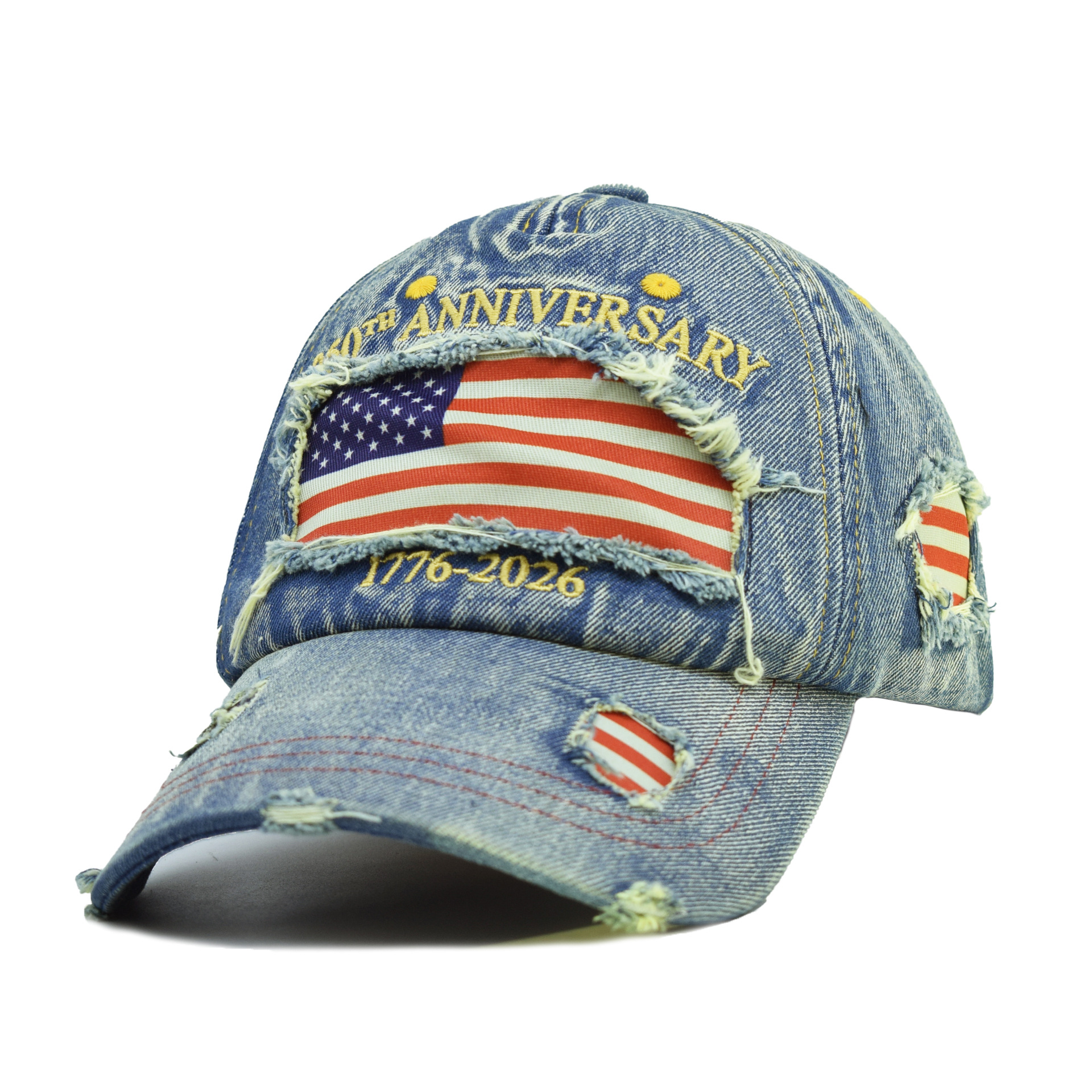Embroidered Baseball Cap Skull 250th Anniversary Hat Outdoor Sun-Protective Visor Cap