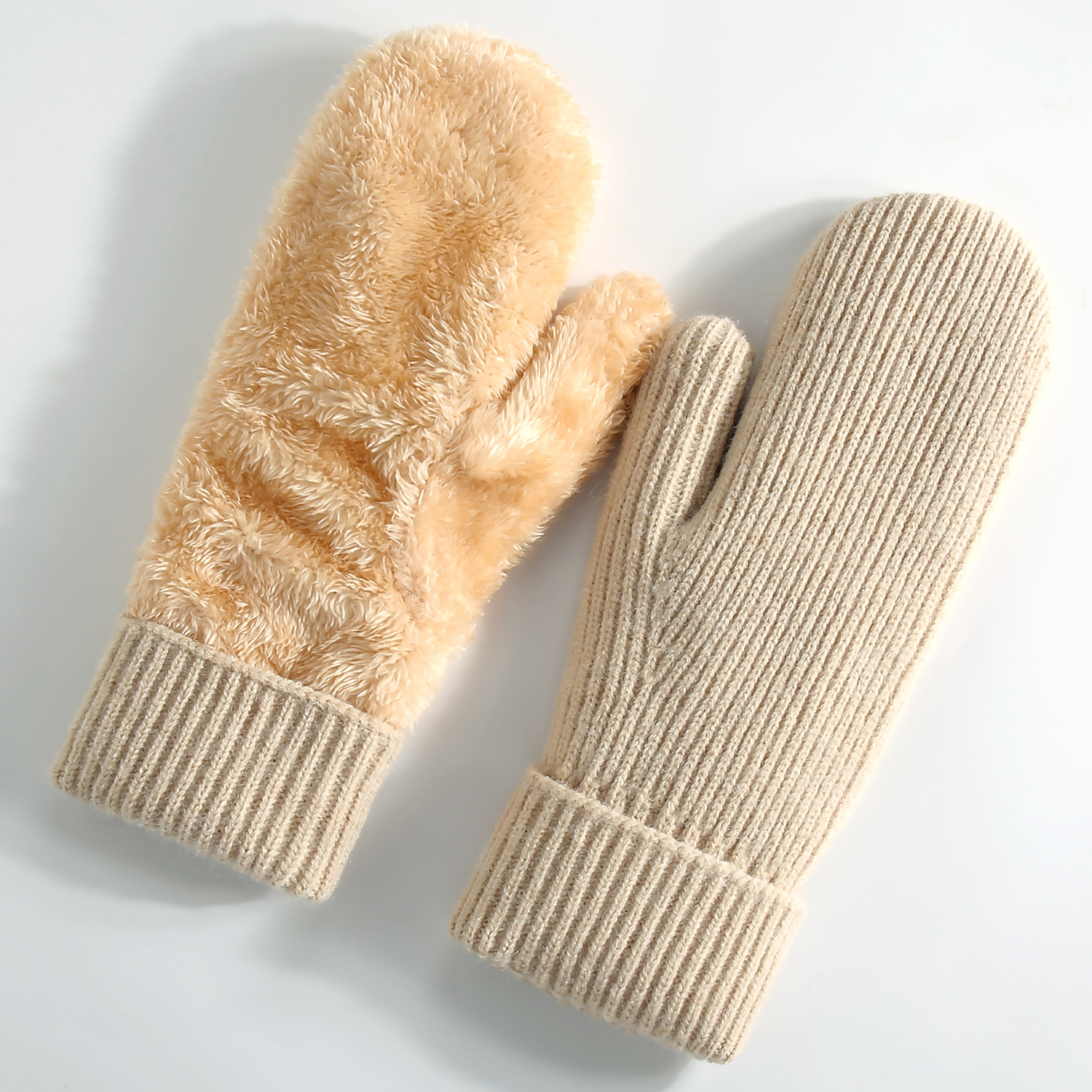 New Winter Warm Gloves Women Fleece-Lined Thick Mittens Cycling Skiing Wool Mittens Knitted Gloves