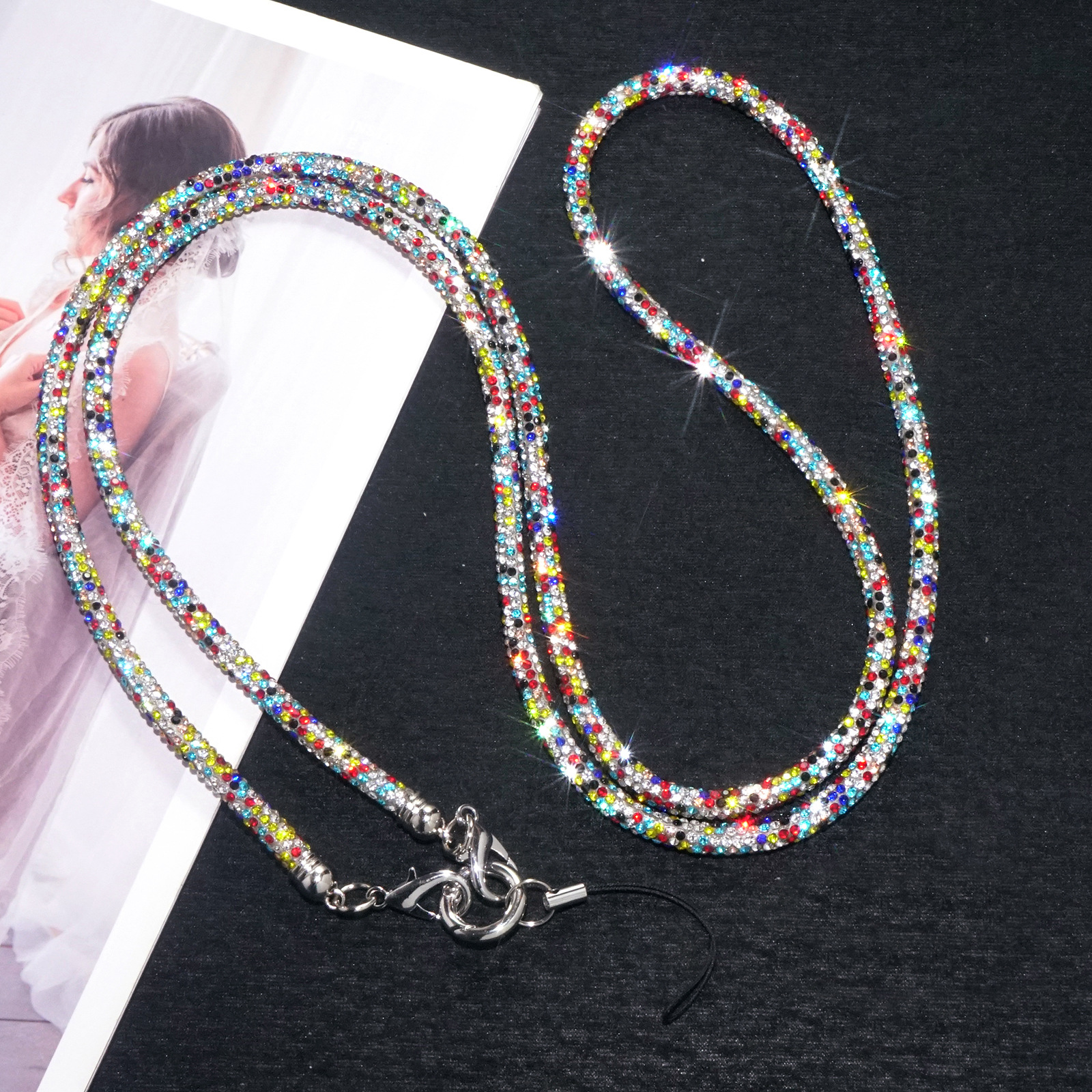 0.6cm Rhinestone Crossbody Chain Luxury Full Diamond Phone Lanyard Camera Strap Detachable Bag Strap