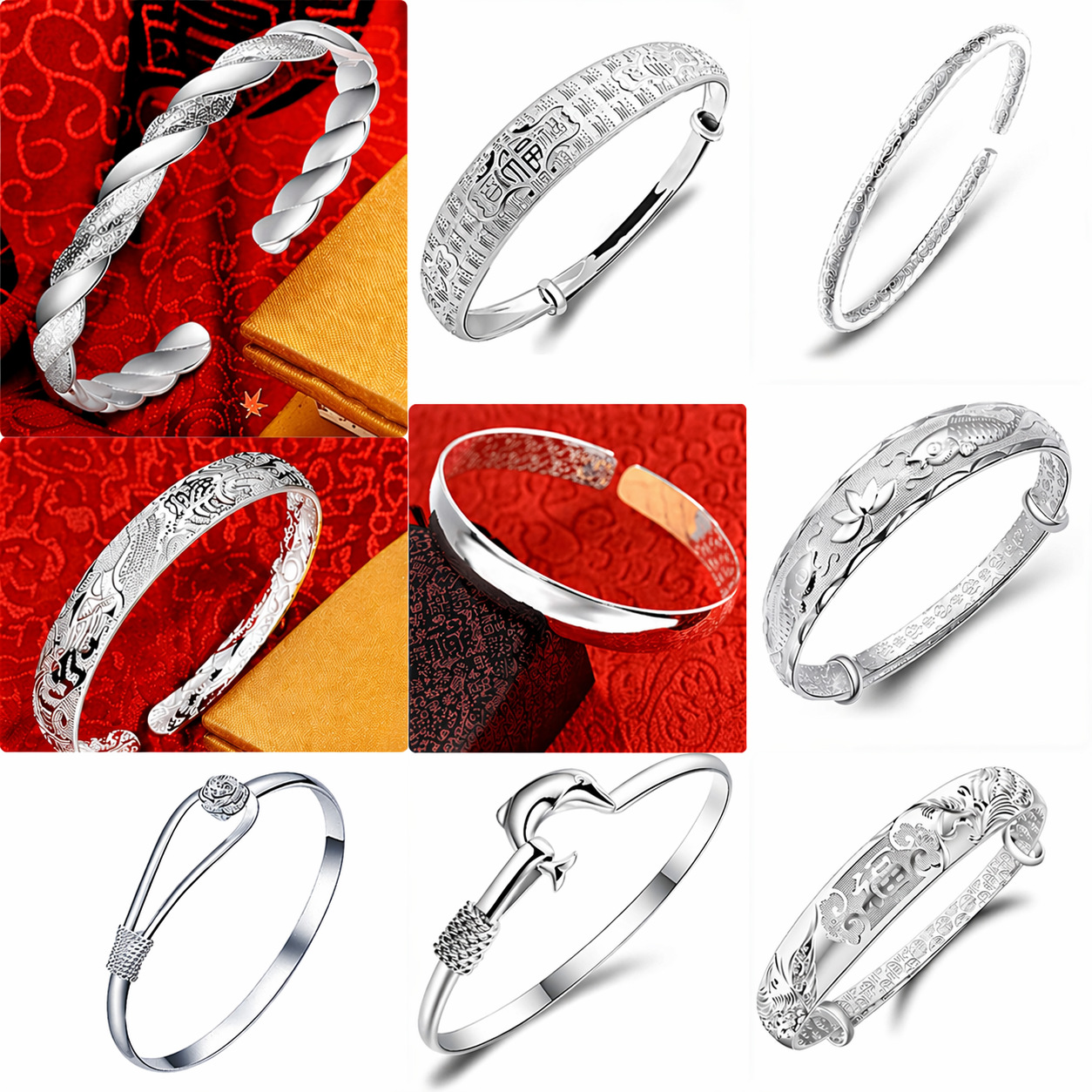 Dragon and Phoenix Chengxiang Miao silver bracelet women's ethnic style silver-plated 925 silver bracelet silver jewelry sales run