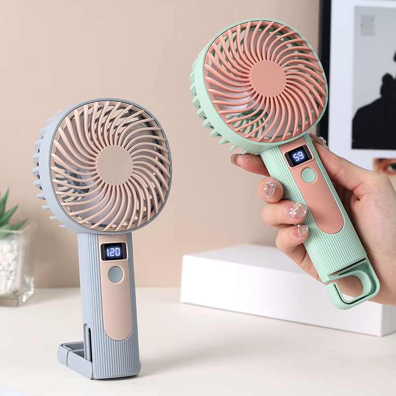 Handheld Digital Display Small Fan USB Charging Vertical and Horizontal Dual-Use Portable Electric Fan 120 Speed Levels Ultra-Long Battery Life