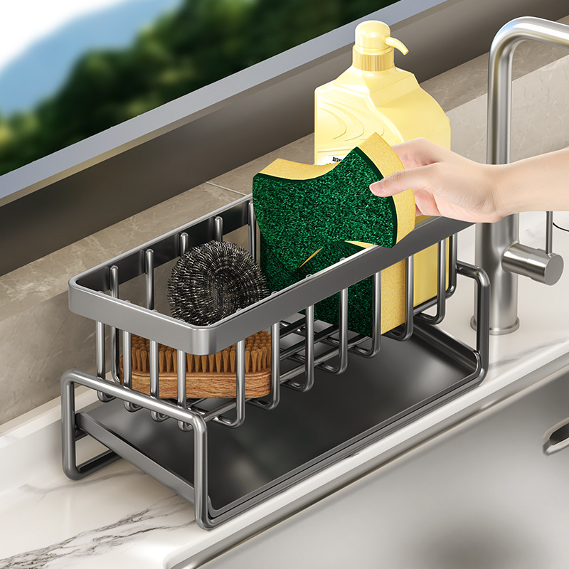 Kitchen sink storage rack household countertop drain rack sponge scouring pad dishcloth rack storage bowl rack