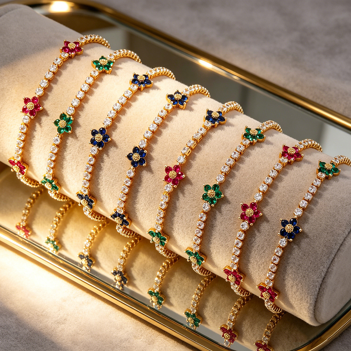 Colorful zircon bracelet women flower design niche bracelet micro-set exquisite
