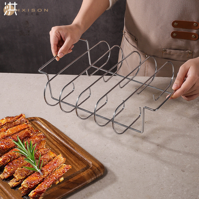 Air fryer grill rack, barbecue steak rack, non-stick paint chicken tool, lamb chop rib rack