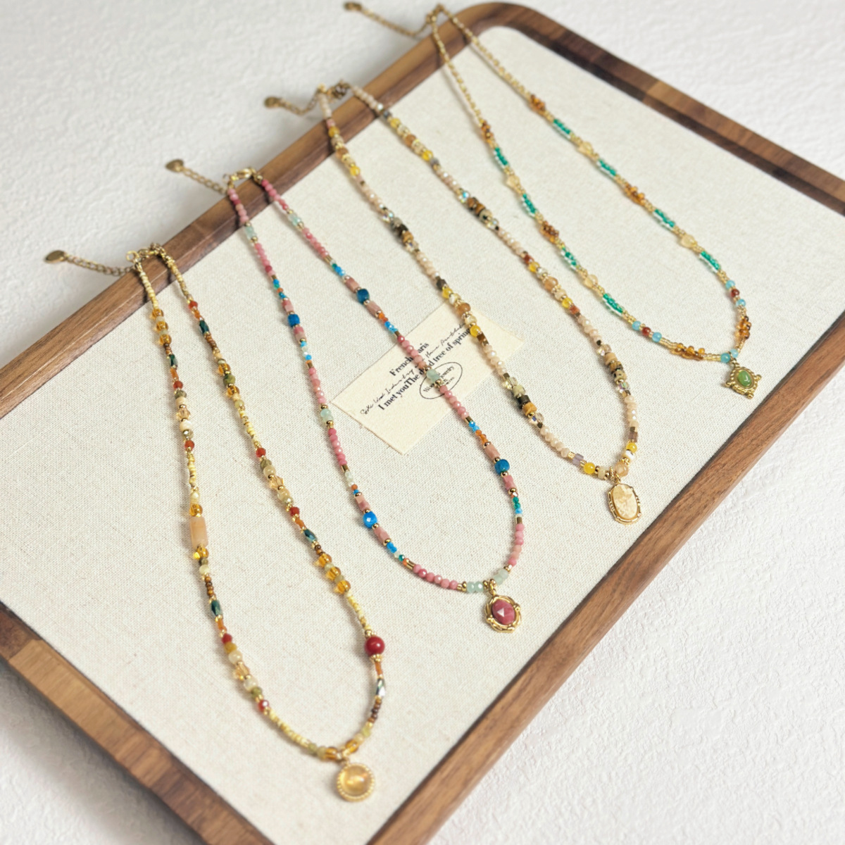 Natural Stone Beaded Pendant Necklace Women New Collarbone Chain Necklace